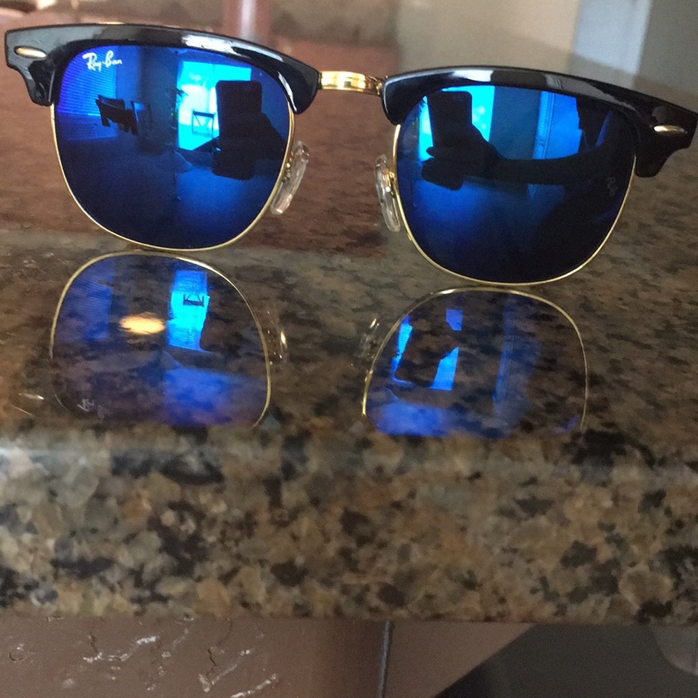 Rayban Clubmaster blue lenses